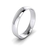 Unisex 14k White Rose Yellow Gold 4mm Light Court Shape Comfort Fit Polished Wedding Ring Plain Band