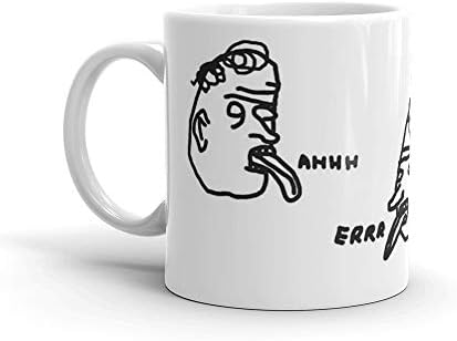 David Shrigley style 'Ahhh' and 'Errr' illustrations for stickers 11 Oz White Ceramic