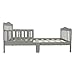 Bonnlo Contemporary Wooden Toddler Bed Sturdy Bedframe with Guard Rail Bedroom Furniture for Kids Children – Gray