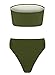Huiyuzhi Women's Strap Wrap Tube Top High Waist Bikini Set Bathing Swimsuit Army Green Large