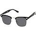 zeroUV Premium Half Frame Horn Rimmed Sunglasses with Metal Rivets (Black-Silver/Smoke)