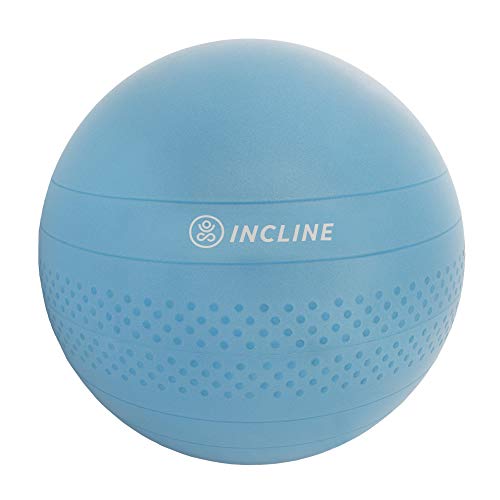 Incline Fit Base & Pump 55/65/75cm Anti-Burst Exercise Ball for Balance/Stability/Yoga/Pilates, Blue Sky
