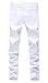 Men's White Skinny Ripped Slim Fit Stretch Designed Destroyed Denim Jeans, W34