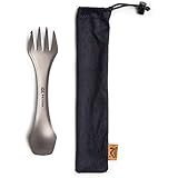 Reusable Titanium Multi Utensil with Case | Spoon, Fork, Knife Combo | Ultra Lightweight | Extra Strong | for Everyday Use, Lunch, Travel, Camping, Backpacking
