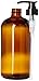 32 Ounce Glass Pump Dispenser Bottle, Large Amber Container with Pump for Shower and Bath Shampoo Soap Conditioner Lotion - 1 Liter - by Kitchentoolz