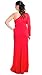 Womens Sexy Plus Size One shoulder Long Sleeve High Slits Maxi Dress,Red,XX-Large