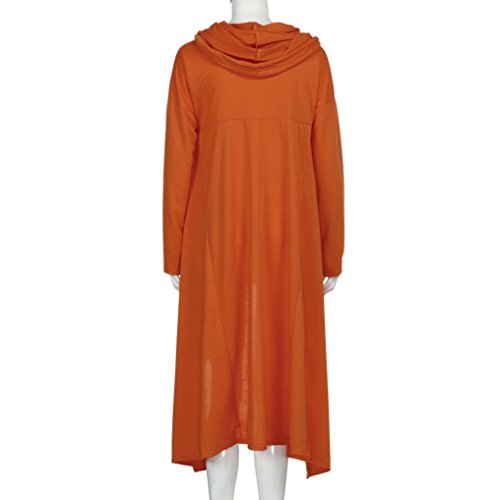Han Shi Asymmetric Blouse, Elastic Scarf Collar Loose Hoodies Long Tunic Dress for Women (M, Orange)