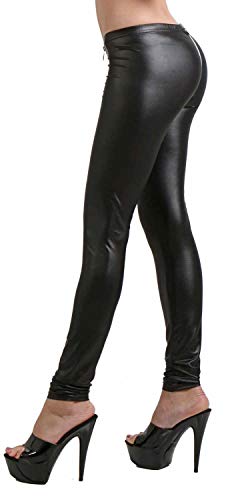 MISS NOIR IN50557 Wetlook Damen Sexy Leggings S-3XL mit Niedriger Taille und 4-Wege-Reißverschluss Clubwear Party Hose – Bild 4