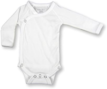 Kendall Mac Preemie Unisex Baby Kimono Bodysuit With Fold Over Mittens White