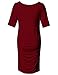 Maternity Bodycon Dress Short Sleeve Ruched Sides Knee Length Dress Burgundy M