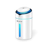 Hosome 300ml USB Car Humidifier Cool Mist Ultrasonic Humidifiers with Colorful LED Lights Mini Portable Air Purifier for Home Baby Travel Vehicle Office, White