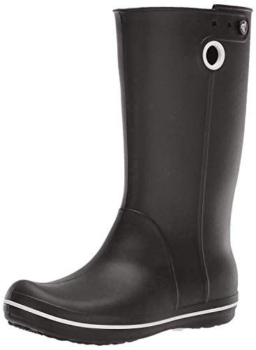 Crocs Women's Crocband Jaunt Rain Boot | Waterproof Rain Boot| Easy On Ankle Boot, Black, 9 M US