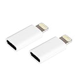 AODSC iOS Adapter, USB C (Female) to iOS (Male) Adapter, Support Charging and Data Transmission,Compatible with Phone Xs max Phone 8 8 Plus 7 7 Plus 6s 6s Plus 6 6 Plus [2 Pack](White)