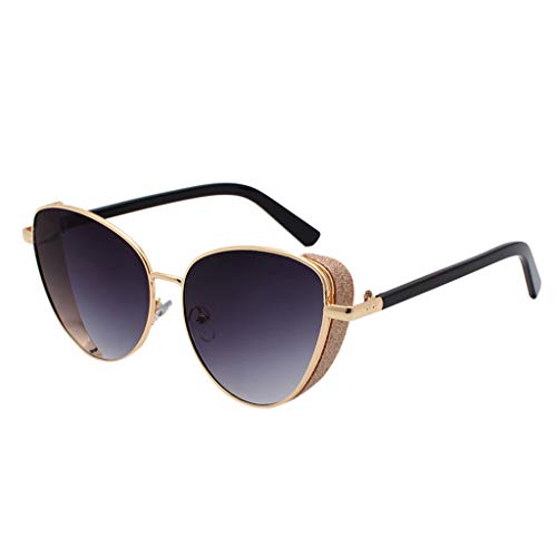 Retro Vintage Sun Glasses For Men, Cat Eye Sunglasses For Women Metal Frame Outdoor Eyewear Stylish Driving Eyeglasses(Black) - Thumbnail 5