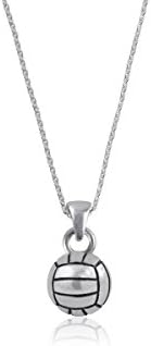 Dayna Designs Sterling Silver Volleyball Jewelry Collection - Earrings and Necklaces - Sports Jewelry (Volleyball Charm Necklace)