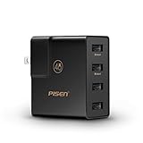 PISEN 20W 4-Port Portable USB Charger Foldable AC Plug and Smart Technology Travel Charger Wall Charging Station for iPhone 8/7/6 Plus, IPad, Samsung Galaxy, HTC, Blackberry Power Banks and More