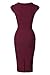 Newdow Lady's 50s Vintage V Neck Cap Sleeve Pencil Dress (Large, Burgundy)