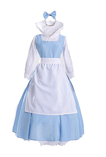 Zhiqing Blue Beauty And The Beast Belle Dress Anime Cosplay Costume Fancy Halloween Maid Dress Apron For Women Buy Online In Gibraltar At Gibraltar Desertcart Com Productid