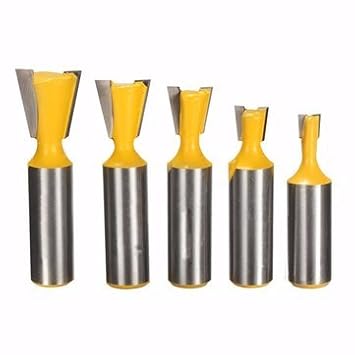 Generic Rb14 5Pcs 1/2 Inch Shank 8 And 14 Degree Dovetail Joint Router Bit Woodworking Cutters Set