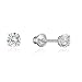 925 Sterling Silver Rhodium Plated 3mm Birth Month Cubic Zirconia Children Screwback Baby Girls Earrings