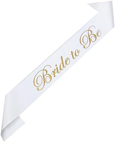 WDressseason Bride To Be Satin Sash Bridal Wedding Decorative Signs Accessories Bachelorette Party Favors - Bridal Shower Supplies - Wedding Shower Decorations (White)