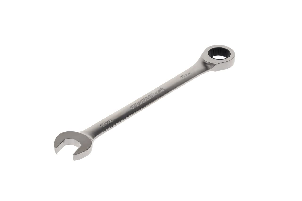 GEDORE red Combination ratchet spanner, with ratchet, AF 27 mm, Flat, Bi-hex, Spanner, R07100270