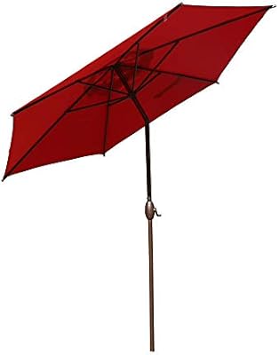 Amazon Com Abba Patio 9ft Patio Umbrella Outdoor Umbrella Patio Market Table Umbrella With Push Button Tilt And Crank For Garden Lawn Deck Backyard Pool Red Garden Outdoor