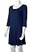 LARACE Women’s 3/4 Sleeve Casual Swing T-Shirt Dresses(2X, Navy Blue)