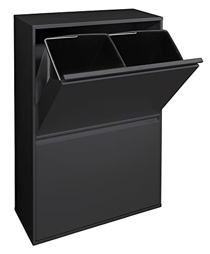ARREGUI Basic CR606-B Mülltrennsystem aus Stahl | 4 Fächer Mülleimer für die Küche | 4 Fach Abfalleimer | 4x17L (68L) | Herausnehmbare Inneneimer mit