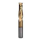HQMaster 10-Pack 6mm Shank Dia. Titanium Coated End Mill Milling Cutter Spiral Router Bits CNC Bits 2 Flutes Double Edged Cutting Tools Engraving Bits Tungsten Steel 22mm Flute Length/CEL, 45mm OAL