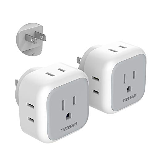 3 Prong to 2 Prong Adapter, TESSAN Multi Plug Extender with 4 Electrical Outlets Type A