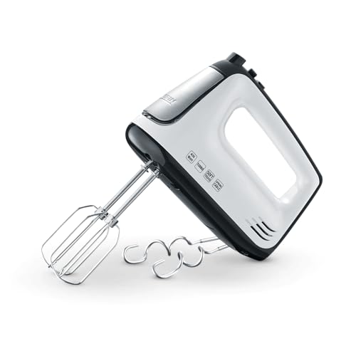 Batidora Amasadora con cable en espiral, 400 W, 5 velocidades, Función turbo, Blanco y Negro HM 3830