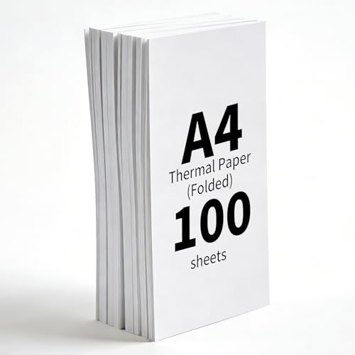 (100 Sheets) A4 Thermal Printer Paper, Foldable Thermal Paper, Compatible with Most Thermal Printers, BPA-Free, Suitable for Thermal Printers for Documents and Web
