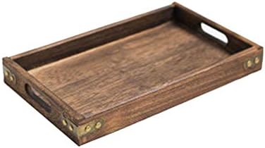 YUANYUAN521 Breakfast Hotel Snack Suppliers Serving Tray Dessert Solid Wood Rectangular Home Kitchen Tool Tea Food Retro Storage Tableware (Color : S)