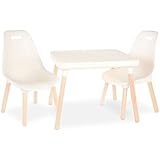 B. spaces by Battat â€“ Kids Furniture Set â€“ 1 Craft Table & 2 Kids Chairs with Natural Wooden Legs (Ivory)