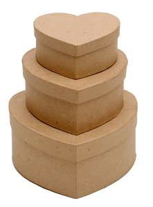 Stackable Paper Mache Heart Boxes for Crafting and Decorating - 6 Total Boxes