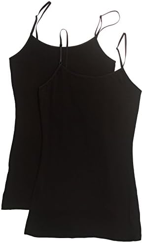 2 Pack Zenana Women's Basic Cami Tank Tops Small Black, Black