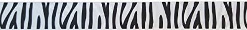 Crystal Charmz 1 Yard (0.91 metre) Black White Zebra Stripe 25mm Grosgrain Ribbon, Ideal for Craft Projects, Scrapbooking, DIY Hair Bows, Present Wrapping etc.