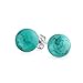 Simple Gemstone Stabilized Turquoise Round Ball Stud Earrings For Women .925 Sterling Silver 10 MM