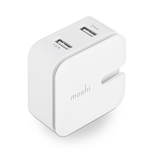 Moshi Rewind 2 Dual-Port Power Adapter for iPhone, iPad, iPod and USB Charging Devices, White