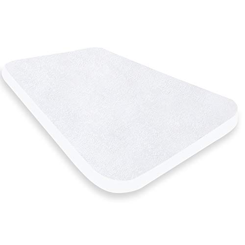 Waterproof Mattress Protector, Smooth Bamboo Mattress Cover(92x52cm) Compatible with Kinderkraft Bedside Crib & Babylo Co Sleeper Crib & Joie Kubbie Bassinet Travel Cot, White