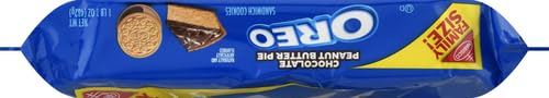 OREO CHOCOLATE PEANUT BUTTER PIE SANDWICH COOKIES, FAMILY SIZE, 17 OZ