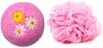 Lush Pink Baby Bath Bomb (Small, 3.1 oz) + Pink Spa Loofah Set