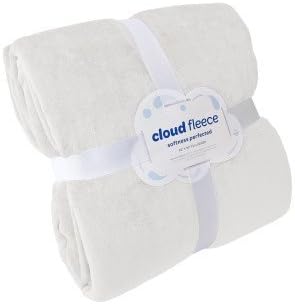 Cloud Full/Queen Fleece Blanket (Queen Size 90" x 90", White)