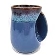 Selamica Porcelain 18oz Novelty Right-handed Handwarmer Mug, Coffee Mug, Tea Mug for family friends and couple - Blue
