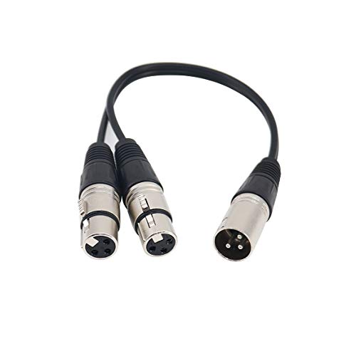 Splitter XLR Cable-Tan QY 3 Pin XLR Splitter Y-Adapter Male to 2 Female DMX Cable, mic preamp, Splitter Patch Cable (0.3m/1ft)
