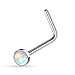 UNU Style 4 Pcs Stainless Steel Opal Set L Bend Nose Stud Rings