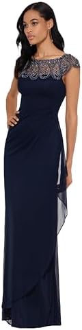 Amazon.com: Xscape Women's Long One-Shoulder Velvet Dress with Ruffle  Shoulder and Center Back Zipper, Black, 12 : Clothing, Shoes & Jewelry