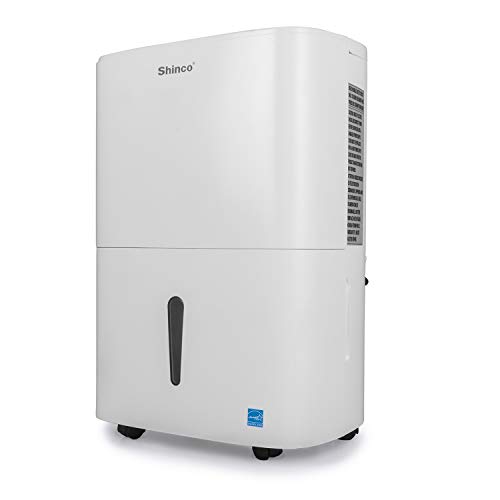 Shinco 50 Pint Mid Size Portable Dehumidifier for mid Size Rooms up to 3000 Sq.Ft - for Home, Basement, Bedroom, Bathroom - Energy Star, Quiet, Portable with Wheels, and Drain Hose Outlet