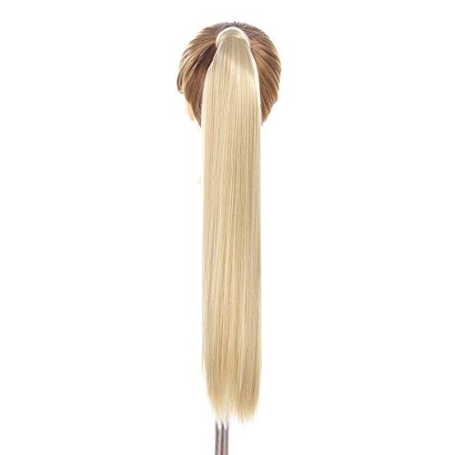 26 Inch Long Wrap Around Ponytail Hair Extension Blond 1 Piece Hairpiece Synthetic Binding Pony Tail Clip in Hair Extensions for Girl Lady Woman (26Inch Wrap Around Ponytail Straight 27-613#)